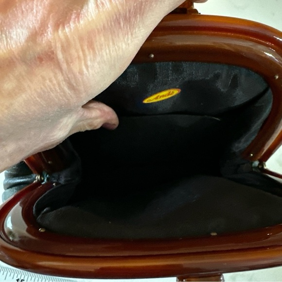 Designer vintage Black leather Ande purse 10 in wide, 7 in tall Beautiful - Picture 8 of 13